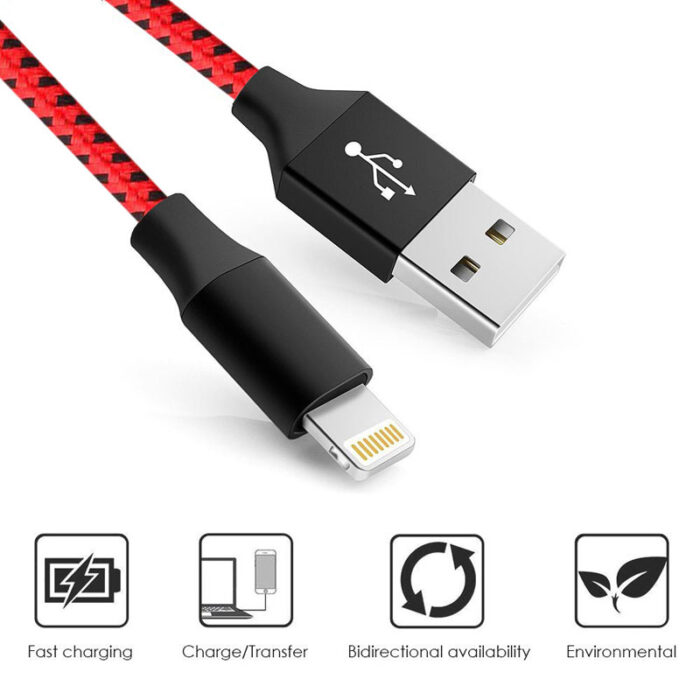 USB flätad 2 Meter Lightning - Bild 2
